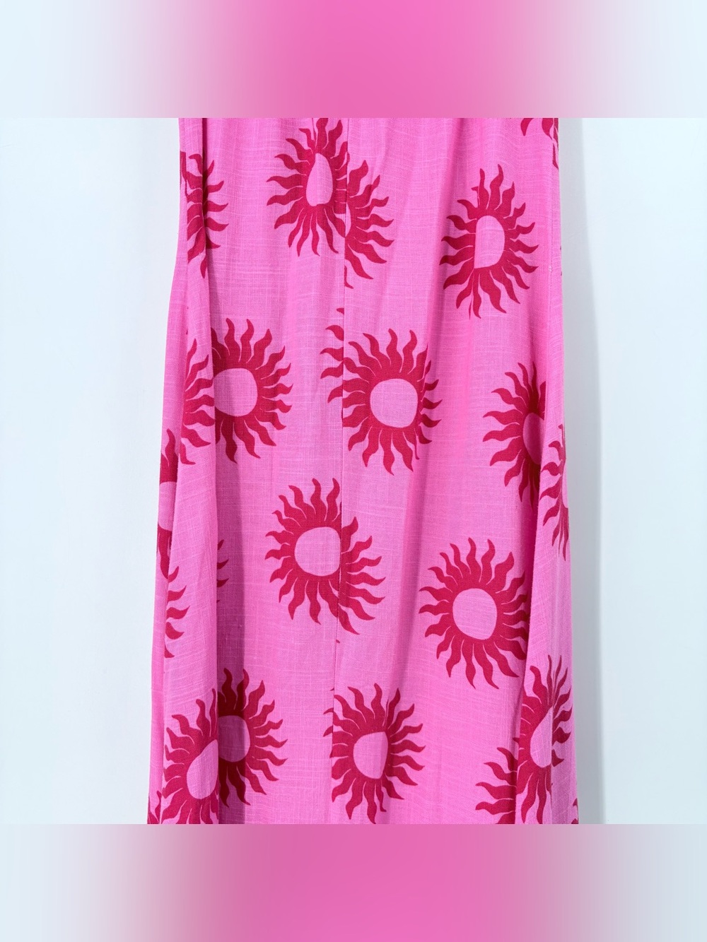 Anthropologie Paper Heart Pink Red Sun Linen Blend Maxi Dress - Picture 5 of 9